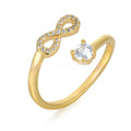 Geometric open zircon ring with chosen letter on gold, rose gold or silver metal background