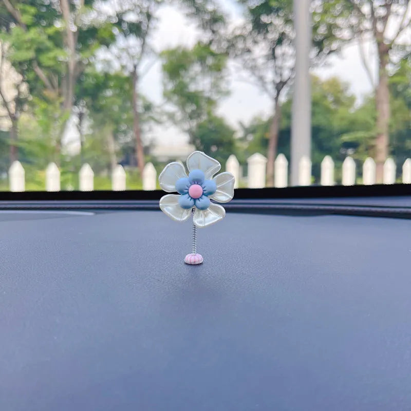 Plastic car hanging ornament with swing design in blue, green, pink, purple, or yellow