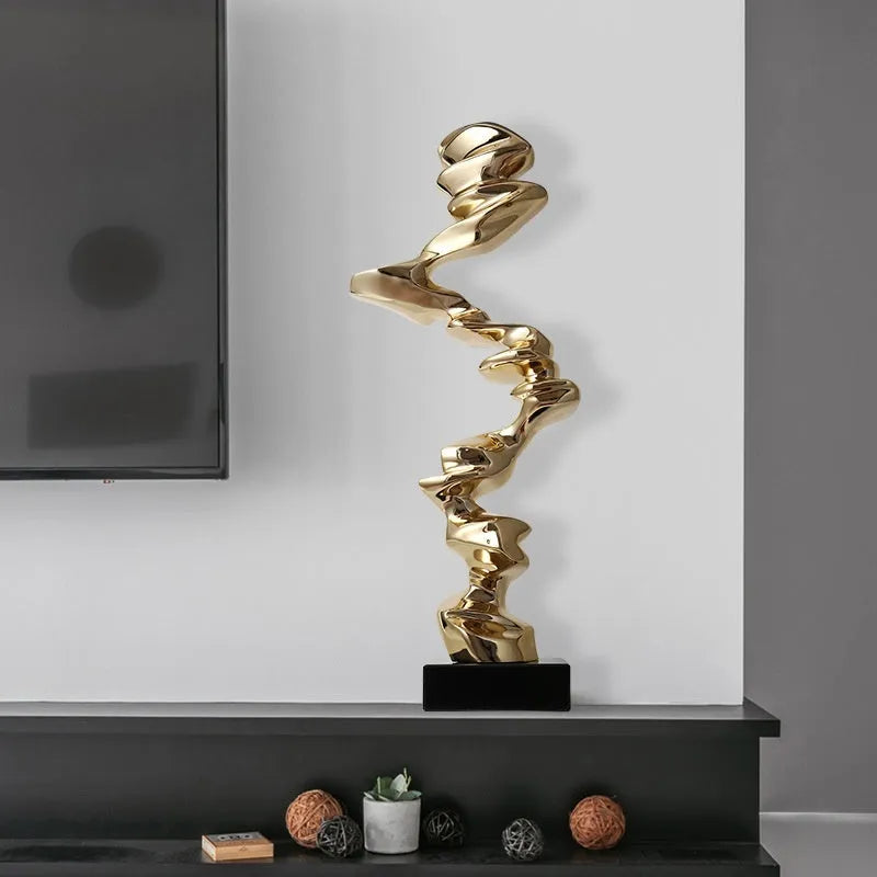 Abstract still life ornament in Ran Ran Rose bright gold, elegant silver, or phantom blue.