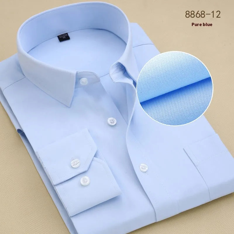Men's black long sleeve slim fit business shirt in cotton with cardigan style