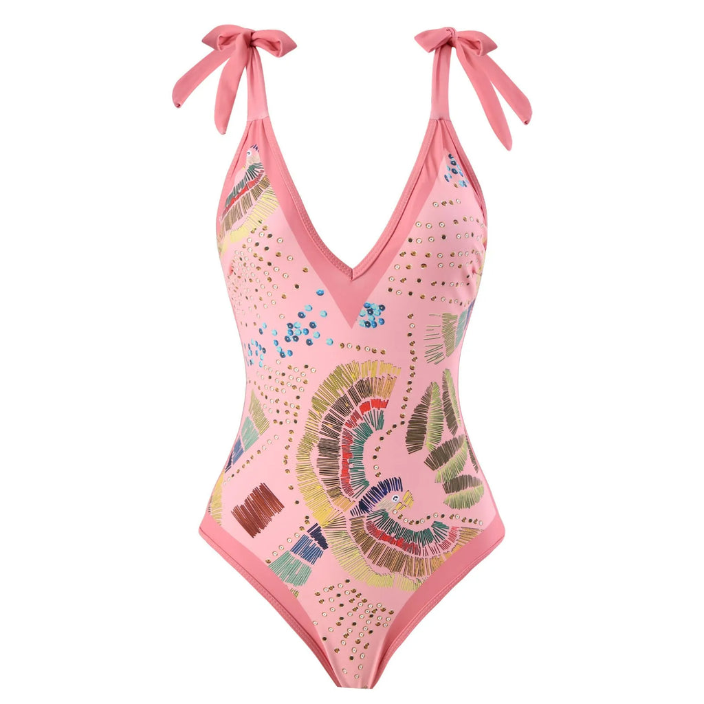 French retro one-piece swimsuit backless design with matching skirt, blue colour option