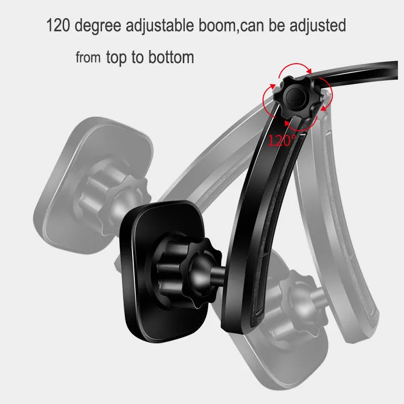 Creative magnetic desktop car phone holder with gooseneck arm and silicone surface in black