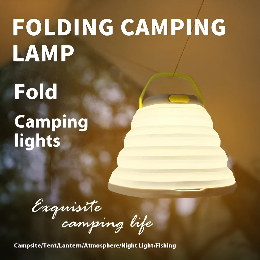 White portable camping lamp with single button control and large capacity battery