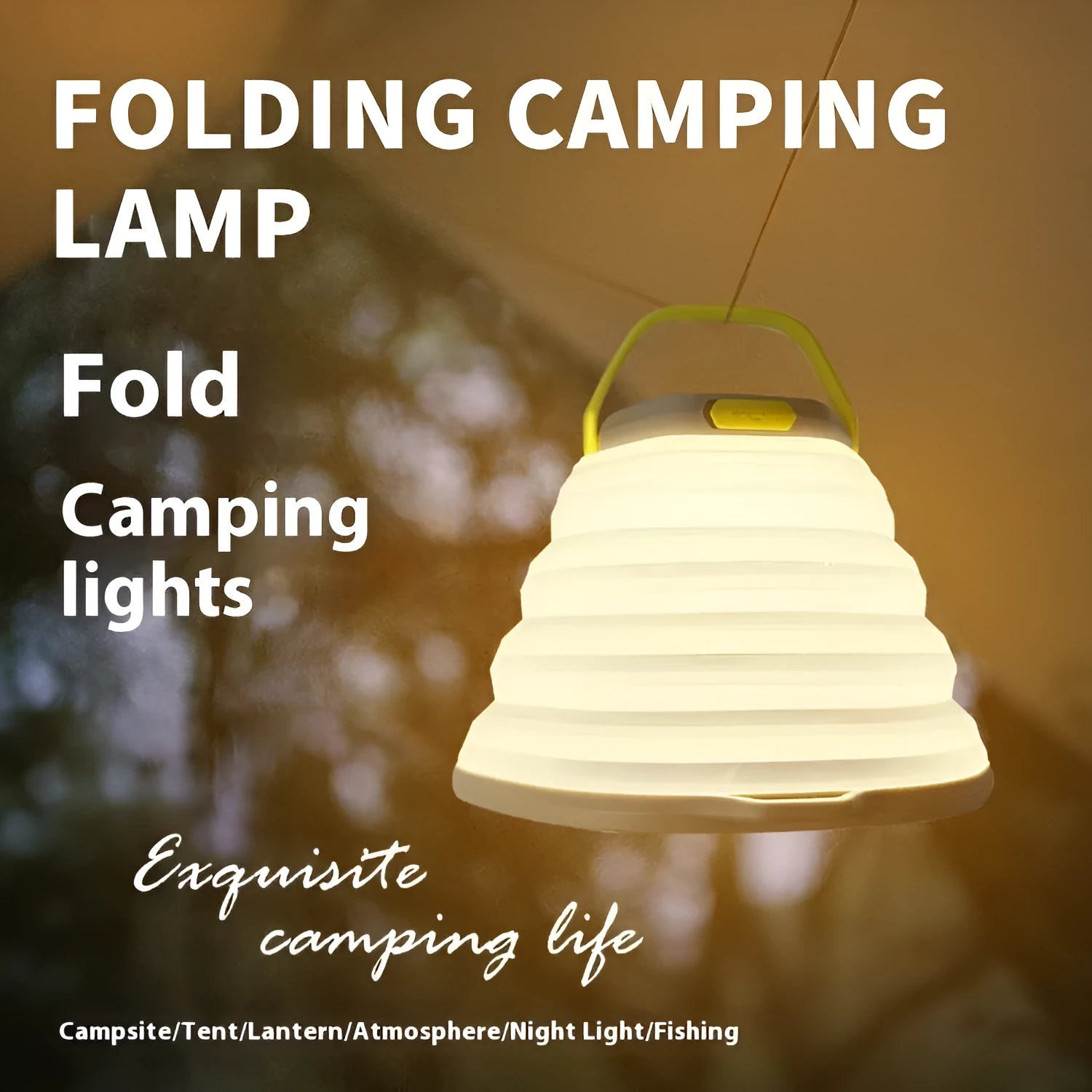 White portable camping lamp with single button control and large capacity battery