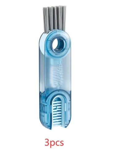 3 in 1 multi-functional bottle cup cover brush with spiral design, food-grade plastic and nylon bristles, 11.4 cm, transparent green