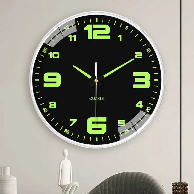 20cm modern luminous wall clock with plastic casing displayed in three colour options