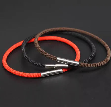 Couple wearable lucky beads simple woven hand strap bracelet in black, gold plating, 4mm style, 21.5cm length