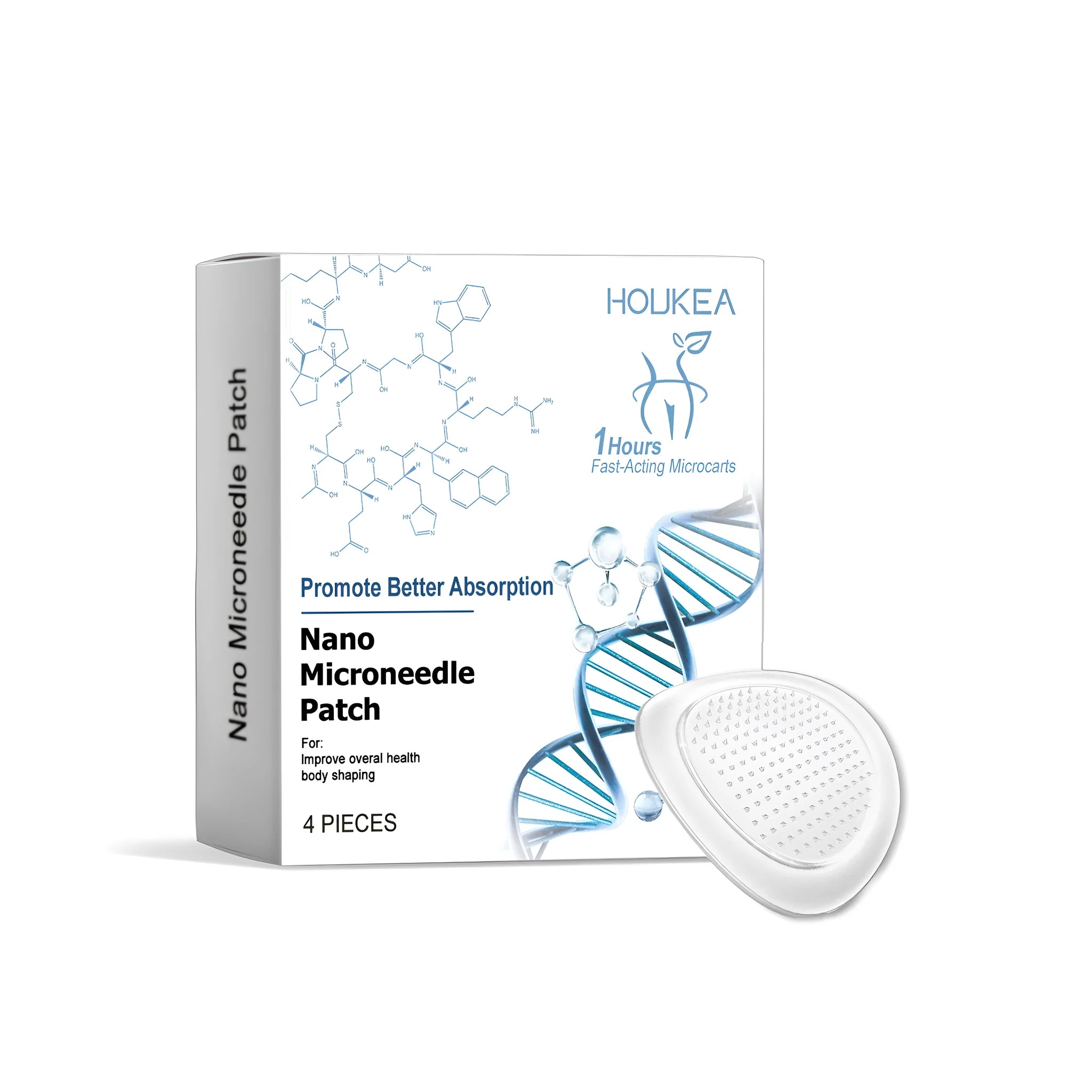 Four nano microneedle patches in a pack with botanical ingredients listed