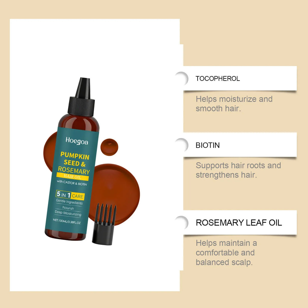 Rosemary hair care essential oil 100 ml bottle with pointed applicator tip and hair comb