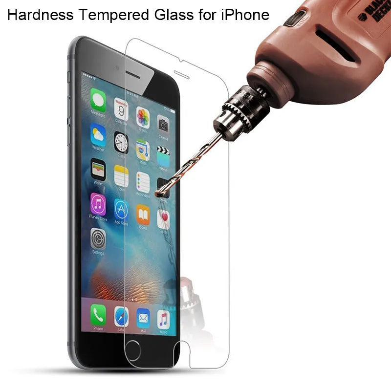 Tempered glass screen protector for iPhone with anti-fingerprint coating next to an iPhone 12.
