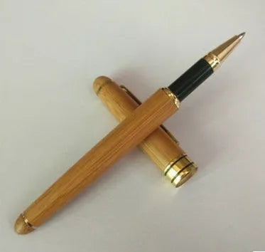 Bamboo signature pen set with ballpoint refill and pen case in true colour finish