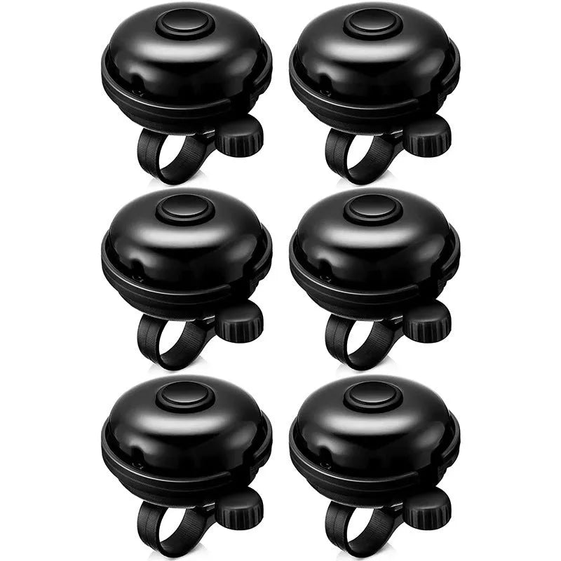 Black ABS bicycle flat bell 58mm diameter on handlebar with fixture for mountain bike