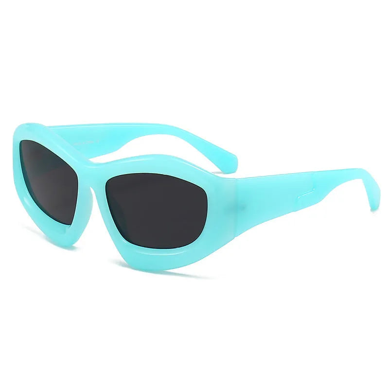 Men and women concave shape bubble sunglasses with black frame and black grey lens for outdoor sun protection
