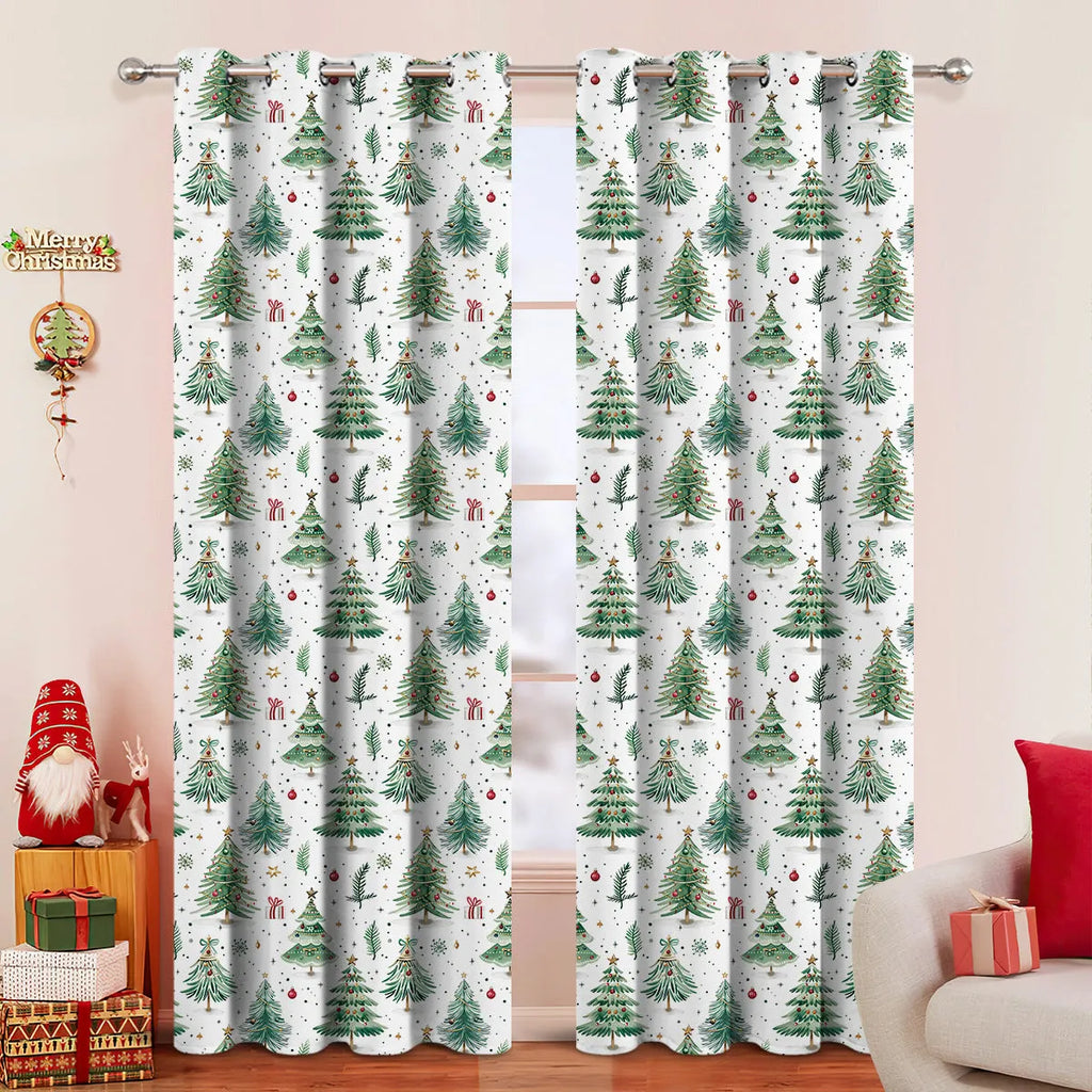 Christmas Forest colour punching pattern polyester curtain with sunshade function in modern simplicity style