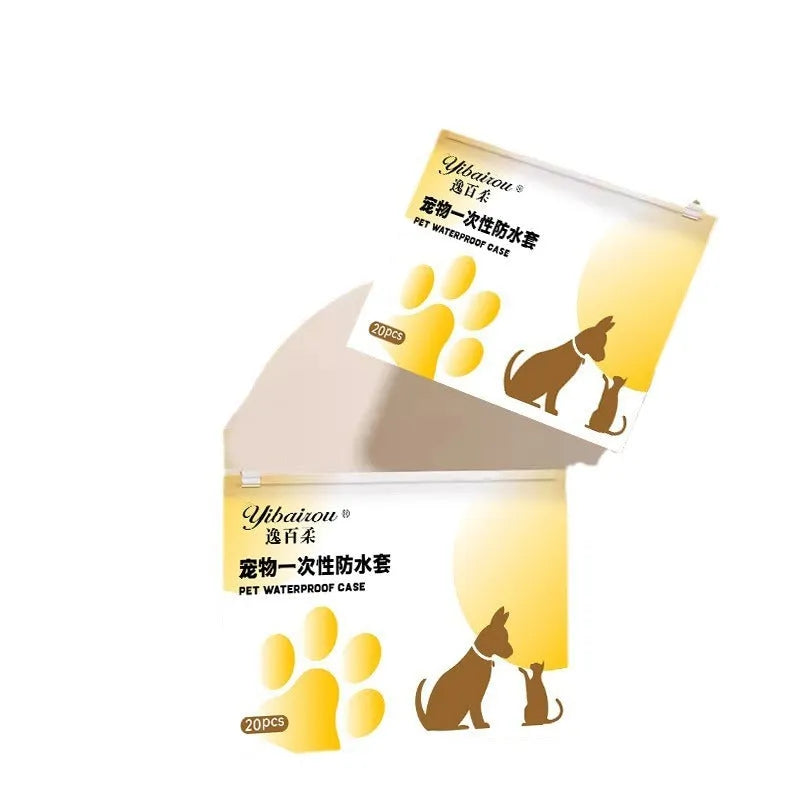 Disposable white waterproof non-slip pet shoe covers made from non-woven fabric
