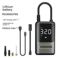Handheld wireless digital display air pump with LED light and assortment of air nozzles