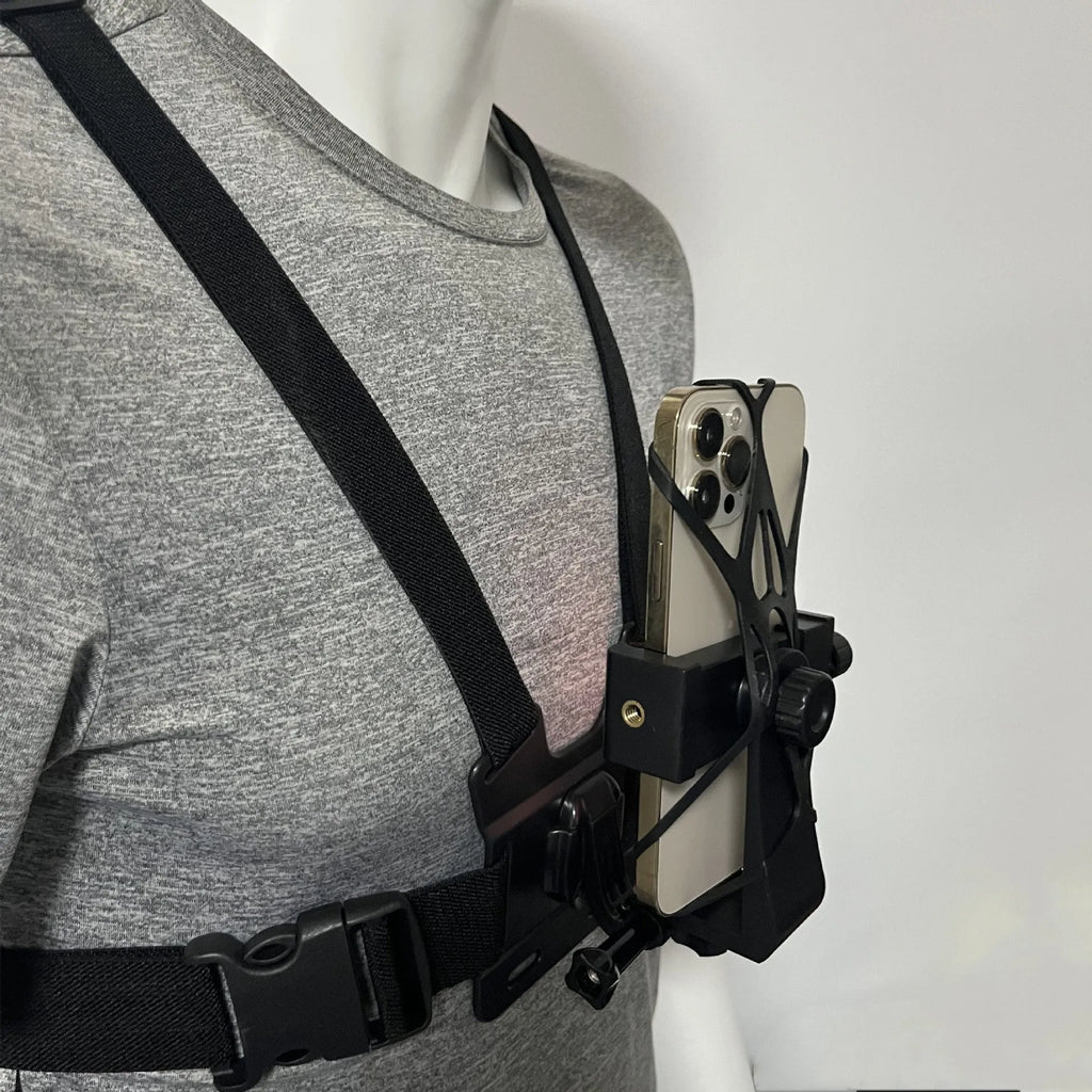 Chest fixation phone holder with plastic elastic band for sports camera hands-free recording
