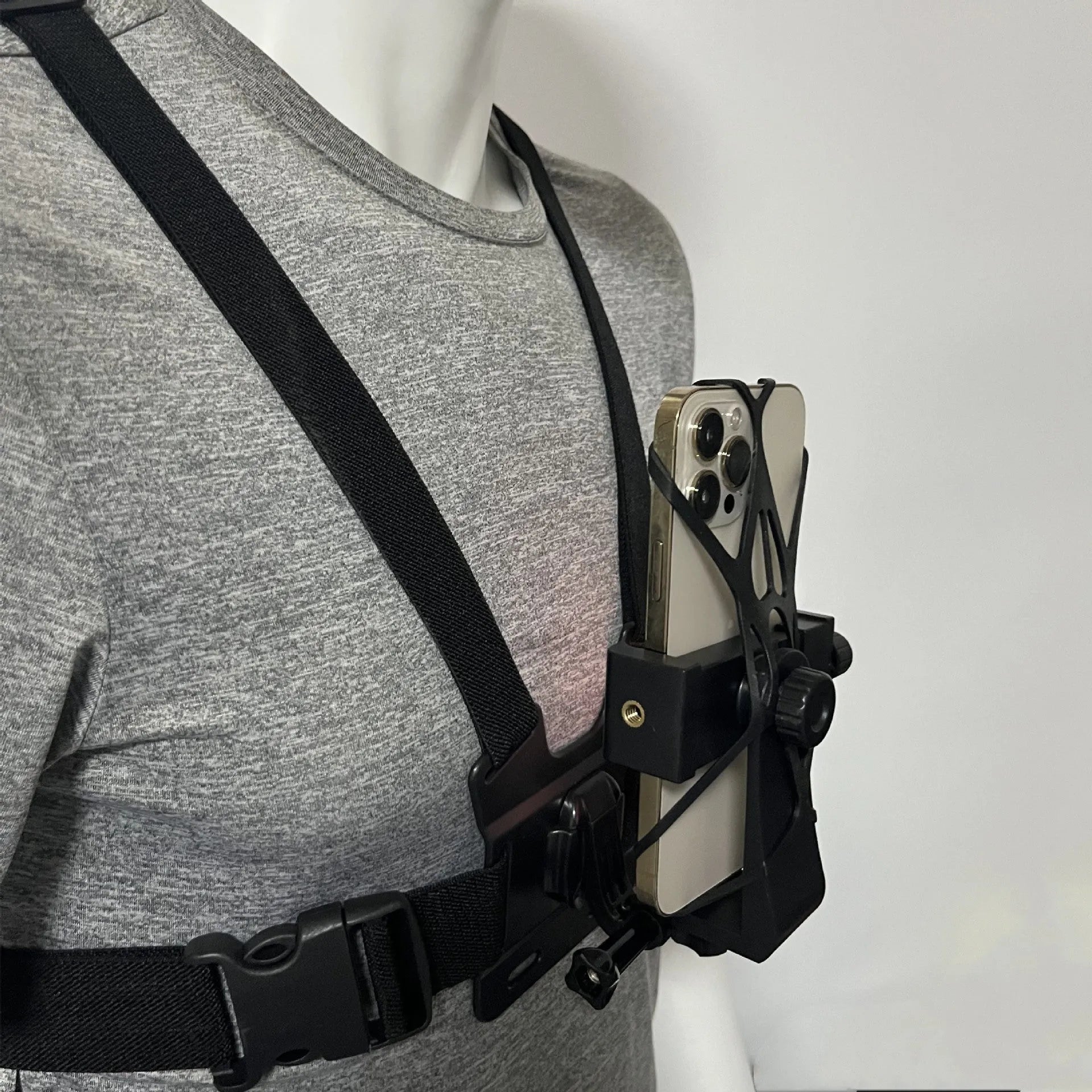 Chest fixation phone holder with plastic elastic band for sports camera hands-free recording