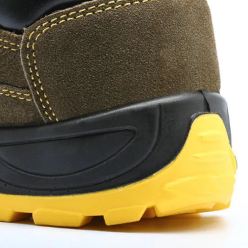 Bronze cow suede steel toe safety shoes with low-cut design and solid sole