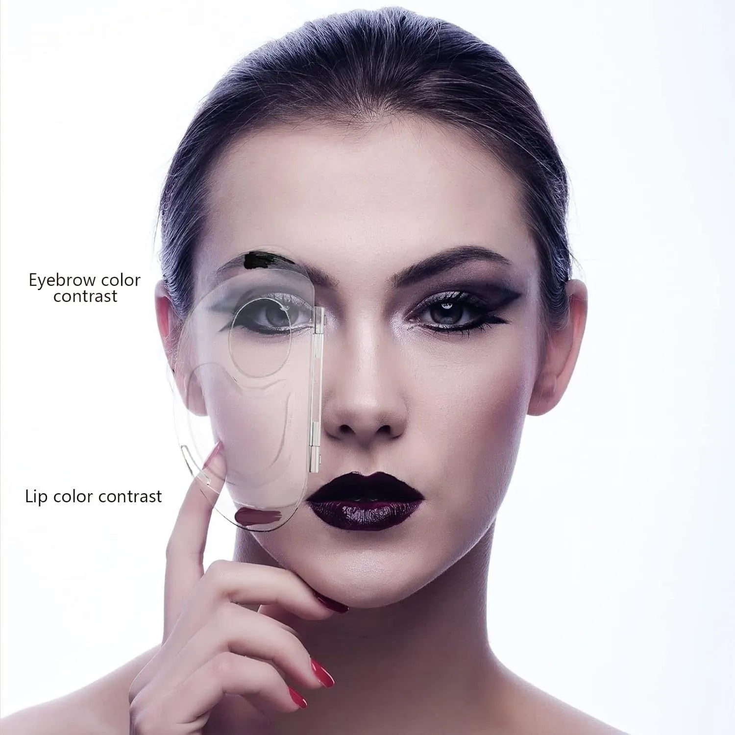 Transparent acrylic makeup mixing palette with groove area for liquid foundation, eye shadow and lip gloss test areas
