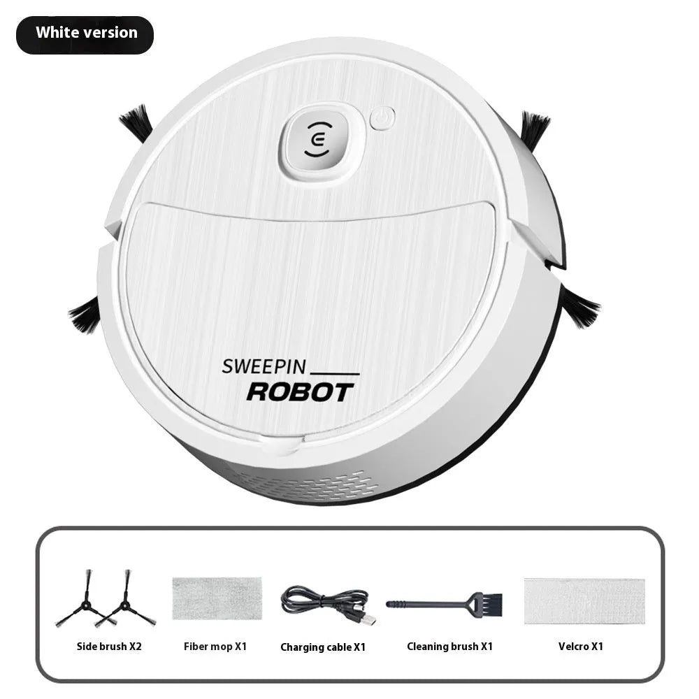 Mini sweeping robot home cleaning vacuum cleaner USB rechargeable in white, black, and violet colour options