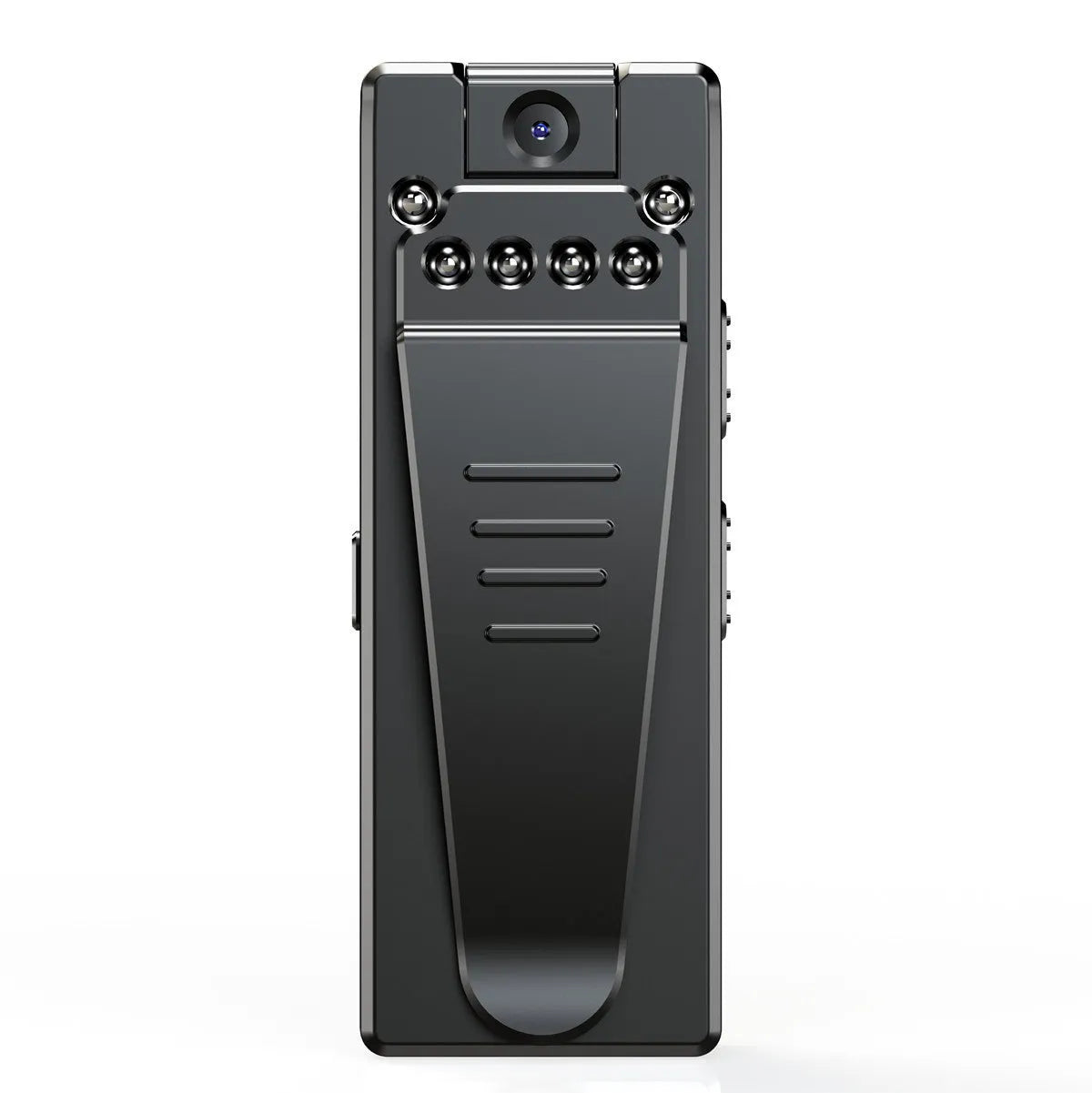 Black 1080p HD digital video camera with a rotatable lens, suitable for use as a dash cam or action camera.