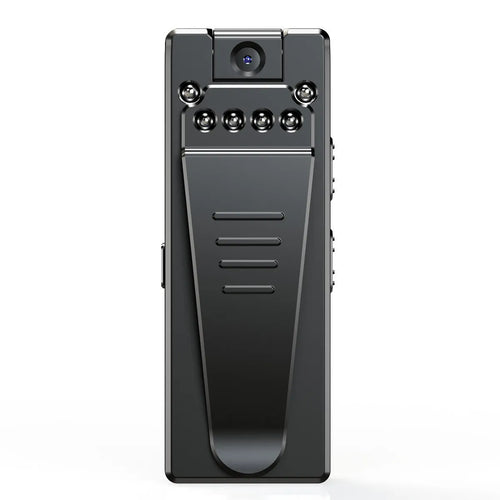 Black 1080p HD digital video camera with a rotatable lens, suitable for use as a dash cam or action camera.