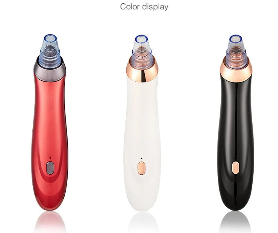 Electric blackhead remover vacuum device with interchangeable nozzles for pore cleaning