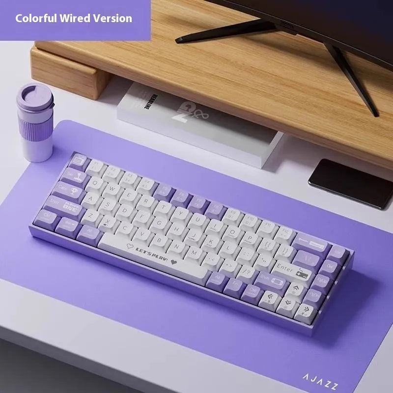 AJAZZ AK680 wired mechanical gaming keyboard with hot-swappable switches on a desk