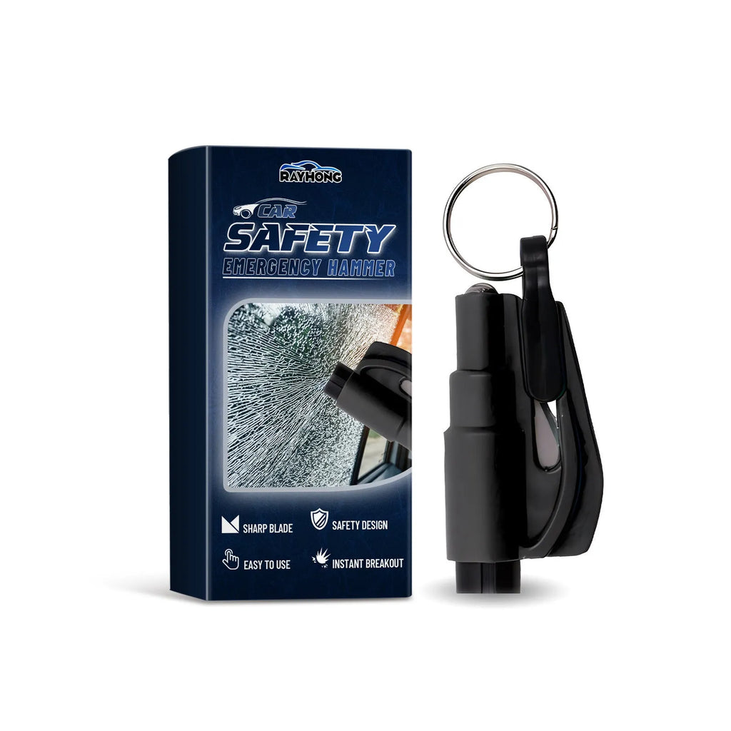 Mini car emergency hammer with window breaker tip and seatbelt cutter blade, 3.5x7.5cm size