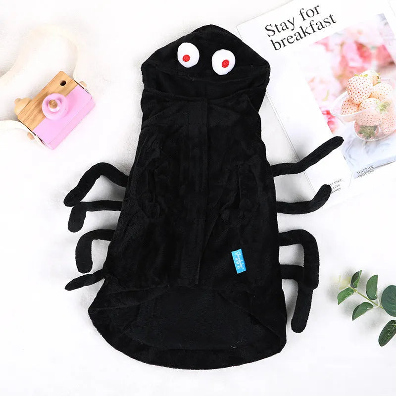 Halloween spider style polyester pet costume for dogs and cats, front view