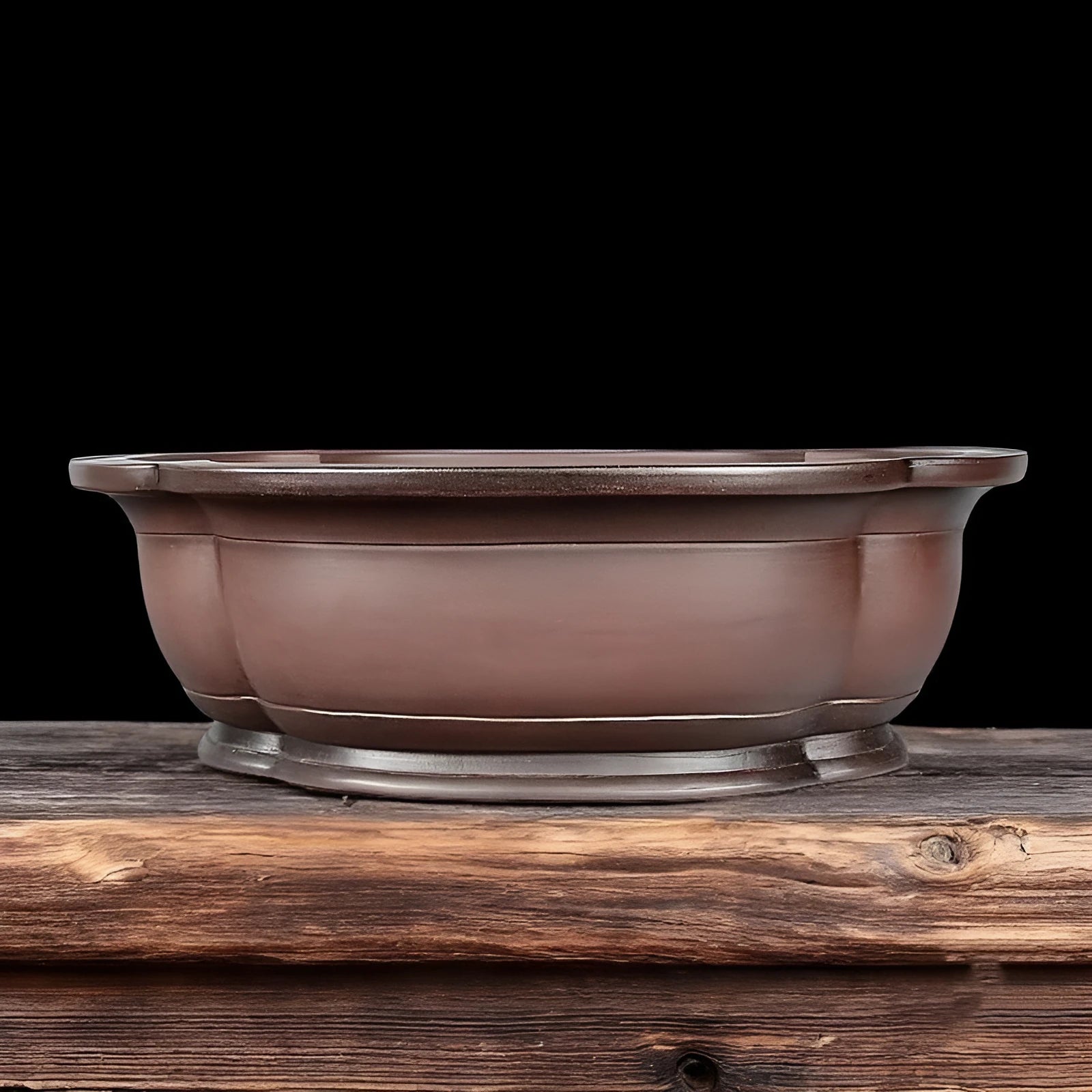 Handmade Chinese antique crabapple shaped purple clay flowerpot measuring 74x61x23cm