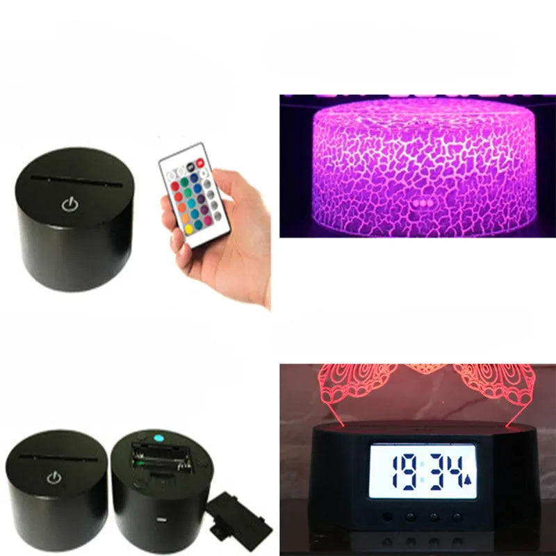 Shark-shaped 3D LED table lamp on a square black base with remote control