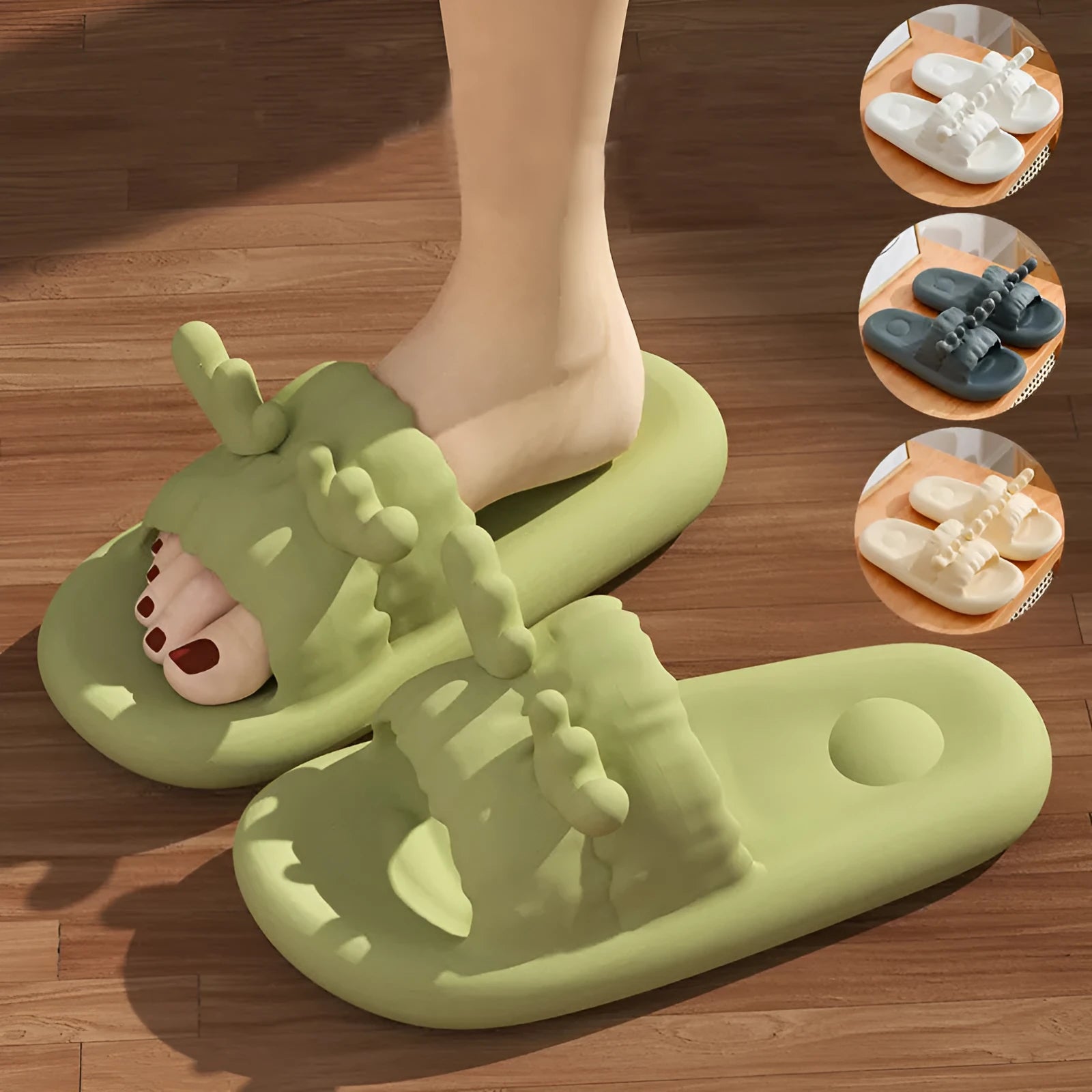 Women's deer horn design EVA flip flop slippers in four colour options with non-slip soles