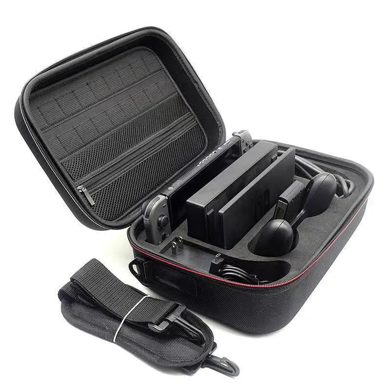 Black EVA game console storage bag for organising controllers and cables