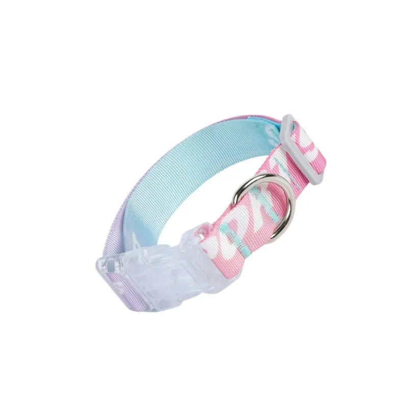 Adjustable nylon dog collar with cartoon gradient pattern in panda green colour