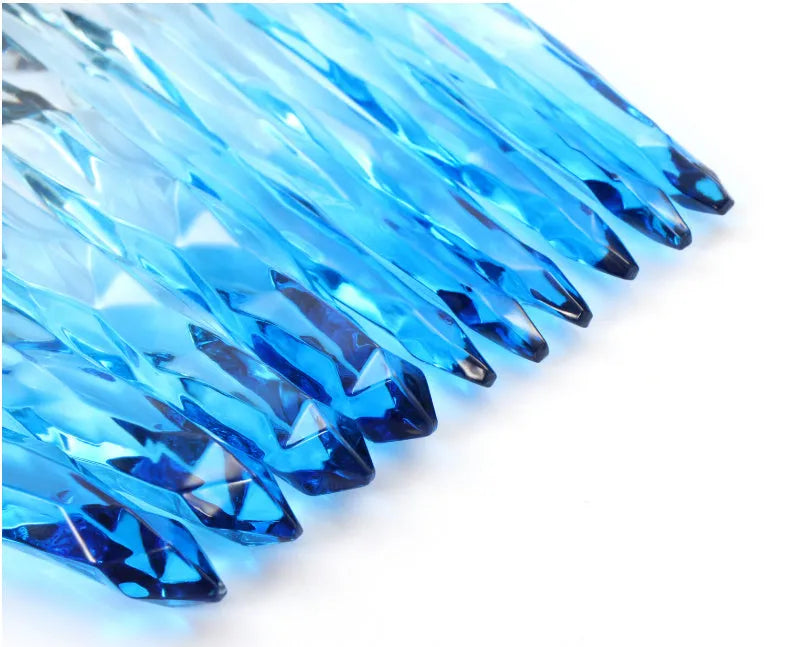 10 crystal handle foundation brushes with artificial fibre bristles in four colour options