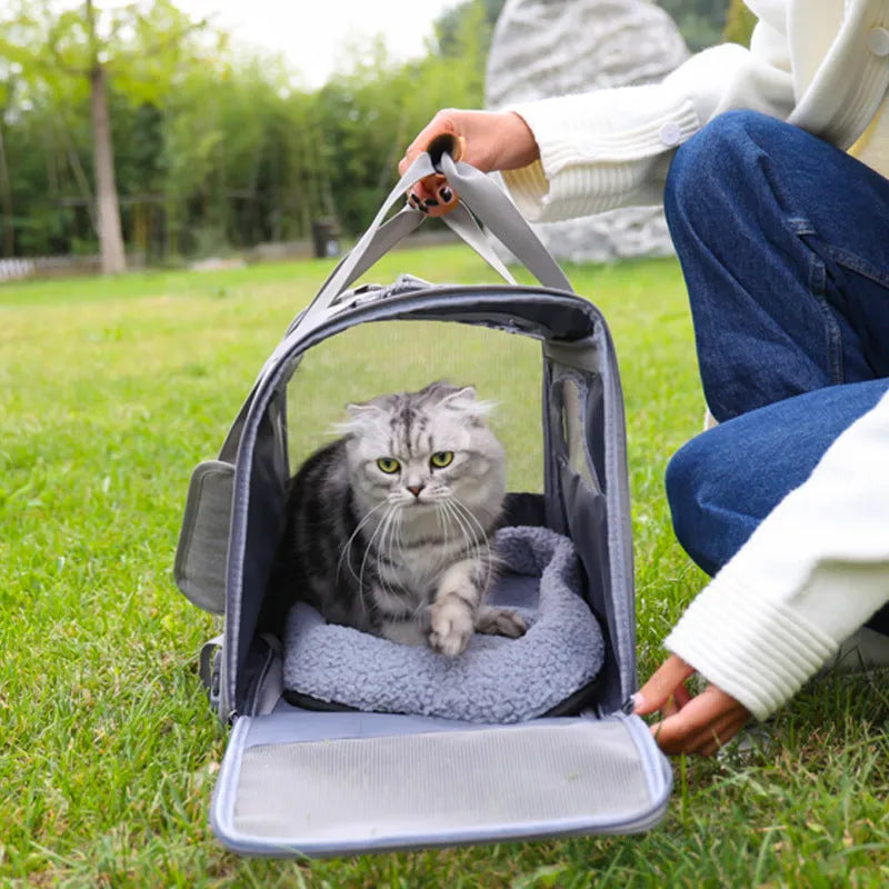 Foldable small pet diaper bag in Oxford cloth for dogs and cats, black, 45x35x33cm outdoor shoulder handbag