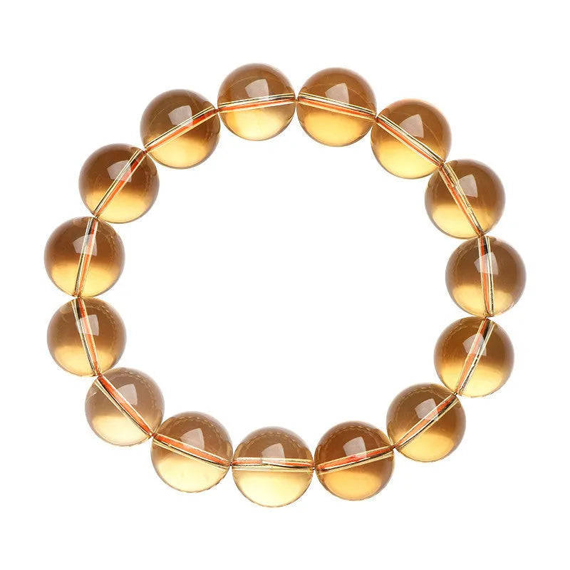 Natural citrine scattered bead bracelet in 7A or 6A grade on a wrist, showing five size options.