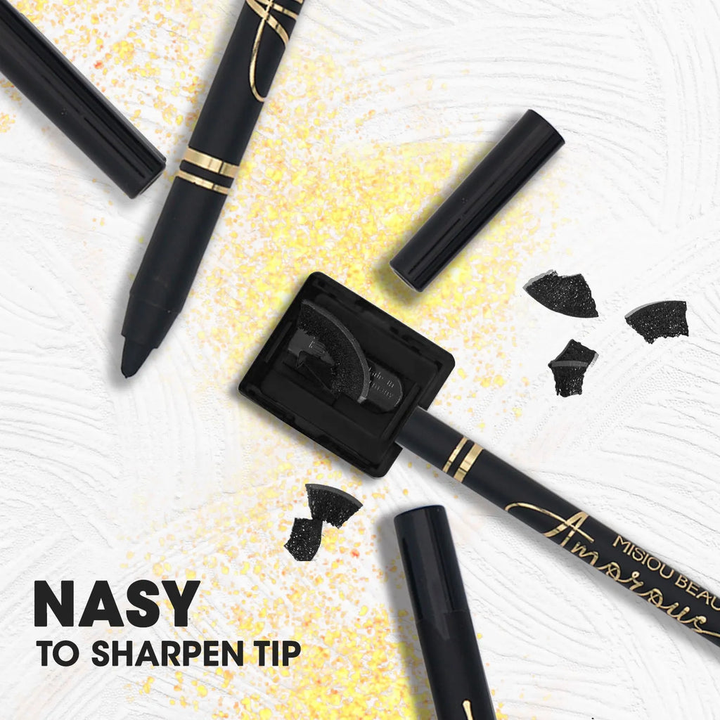 Black liquid eyeliner with smooth texture and waterproof formula for long lasting wear