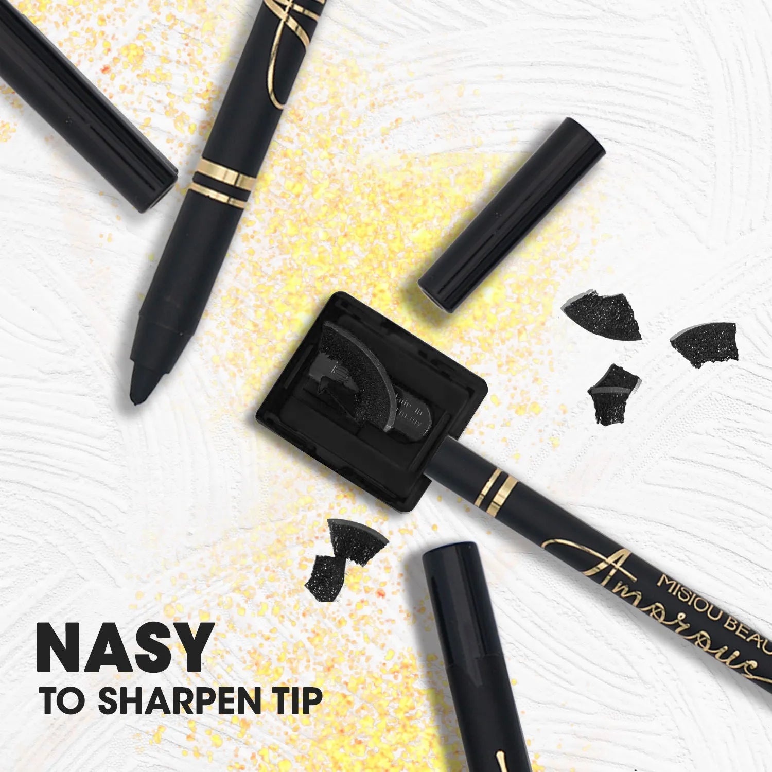 Black liquid eyeliner with smooth texture and waterproof formula for long lasting wear