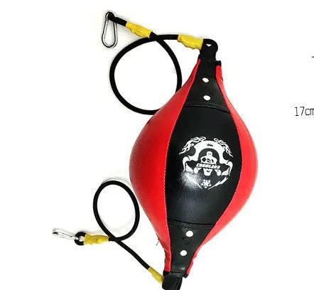Diamond pattern boxing speed ball in black and red for Muay Thai and reaction training