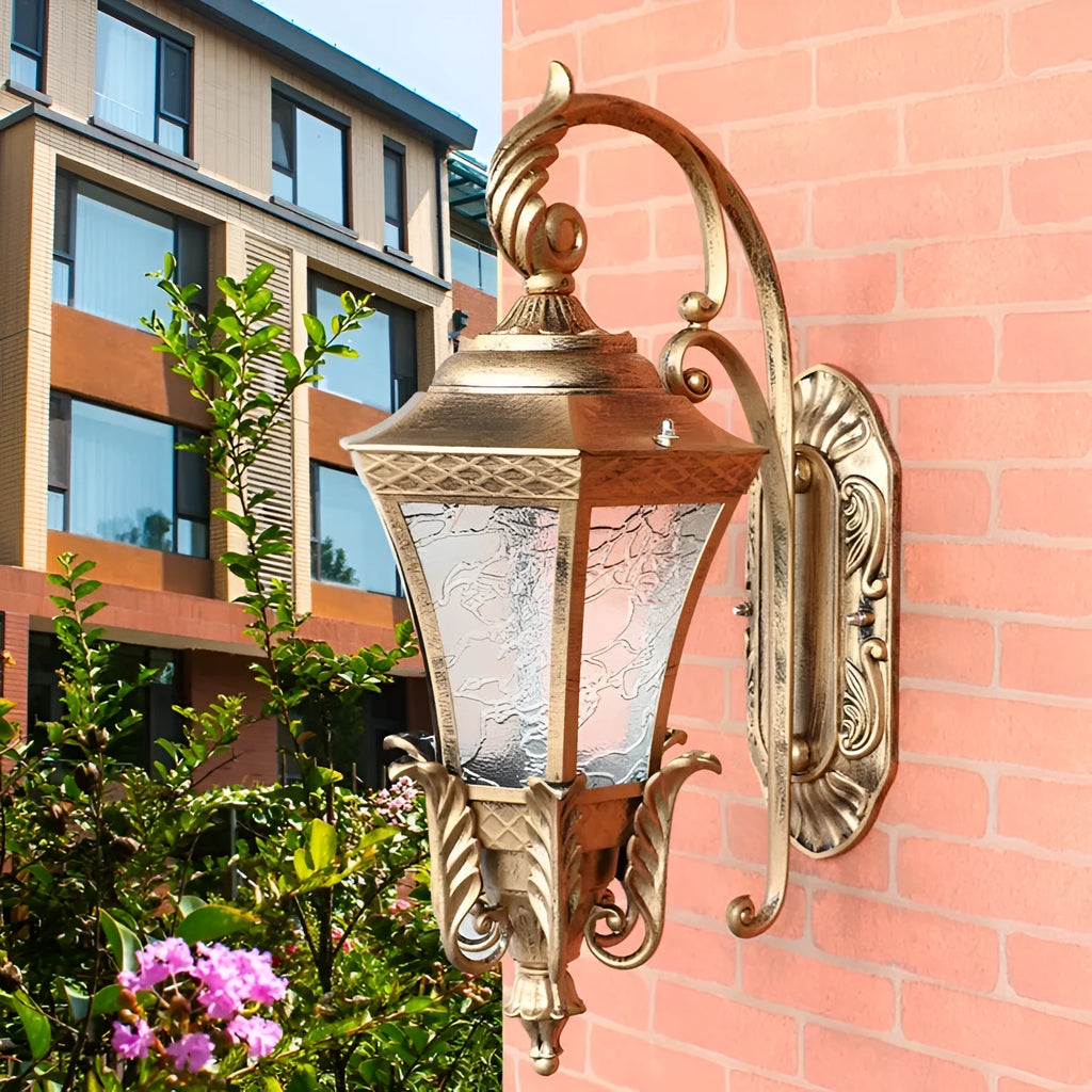 Black European-style solar courtyard wall lamp with remote control for outdoor use