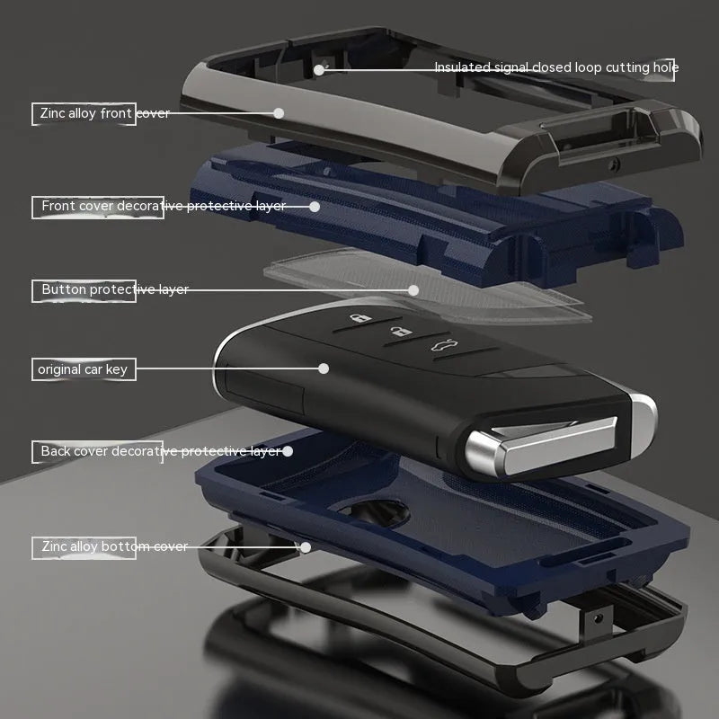 Zinc alloy and TPU Lexus A series key case cover in black with belt buckle attachment