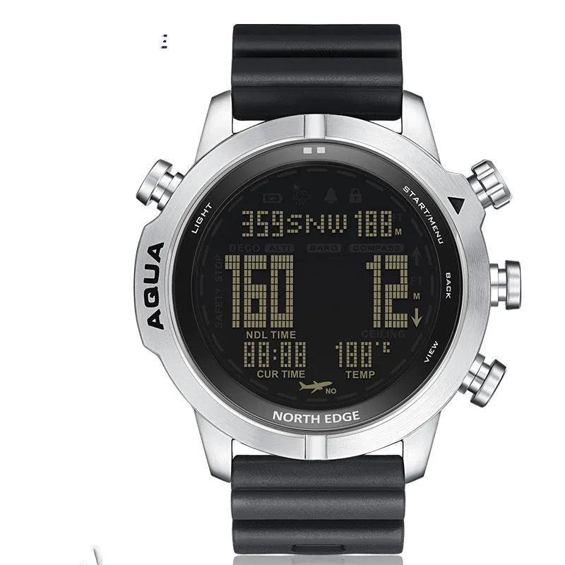 Outdoor sports smart watch with altitude and air pressure tracking, 1.46 inch screen, black dial, on wrist