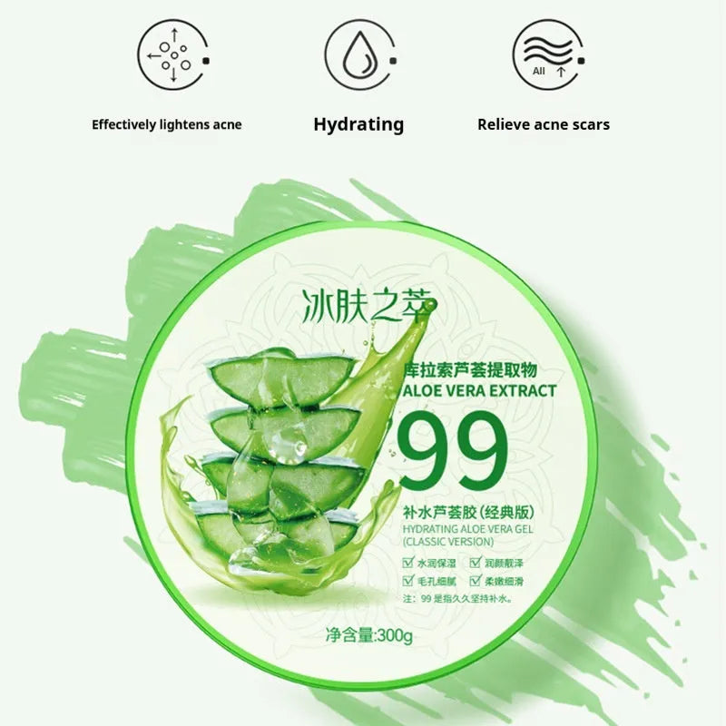 300g aloe vera gel in a bottle, a skincare product for soothing and moisturising face and body