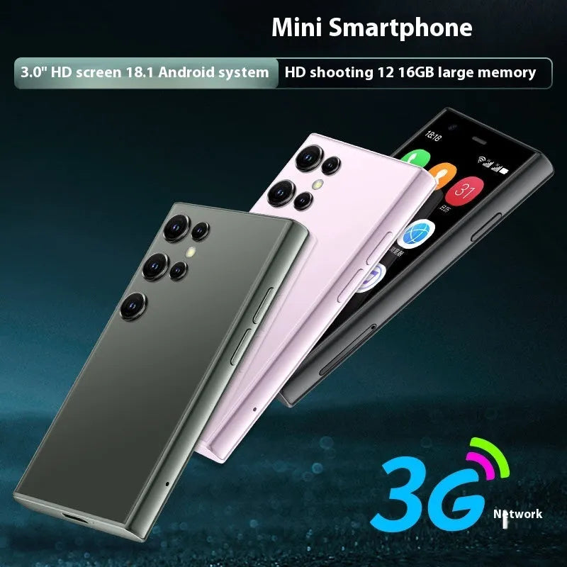 S23PRO XS15 mini smartphone in black, green or pink purple with 30 screen and straight plate design