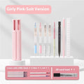 Plastic six pens pencil case with press closure in Sky Blue, Vigorous White, or Girl Pink colours