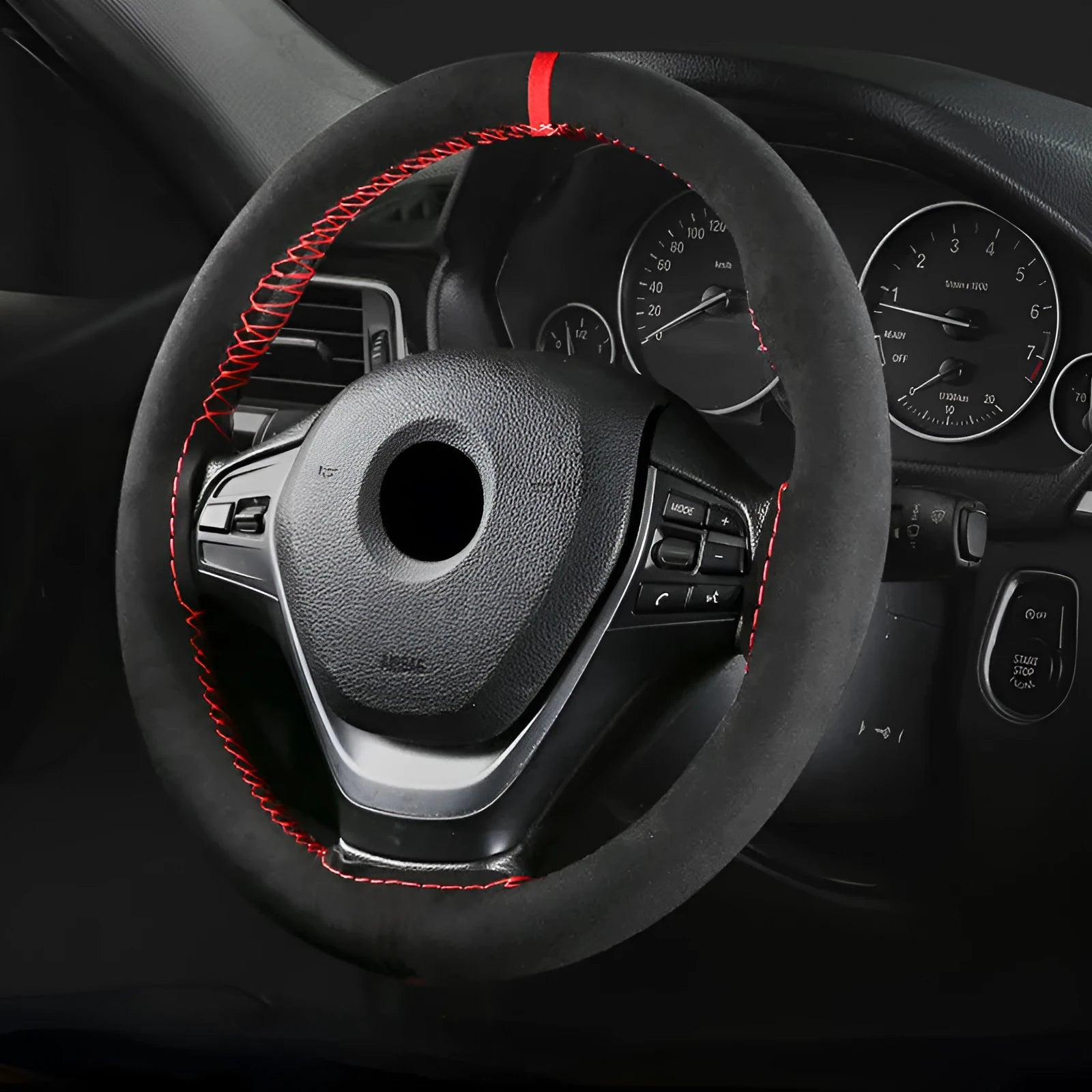 Black blue DIY suede steering wheel cover for 38cm automobile steering wheels