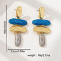 Women's geometric stud earrings with electroplated multicolour finish on zinc alloy
